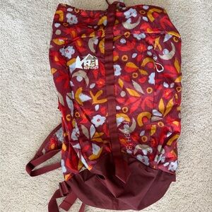 REI Floral Red and Yellow Packable Daypack